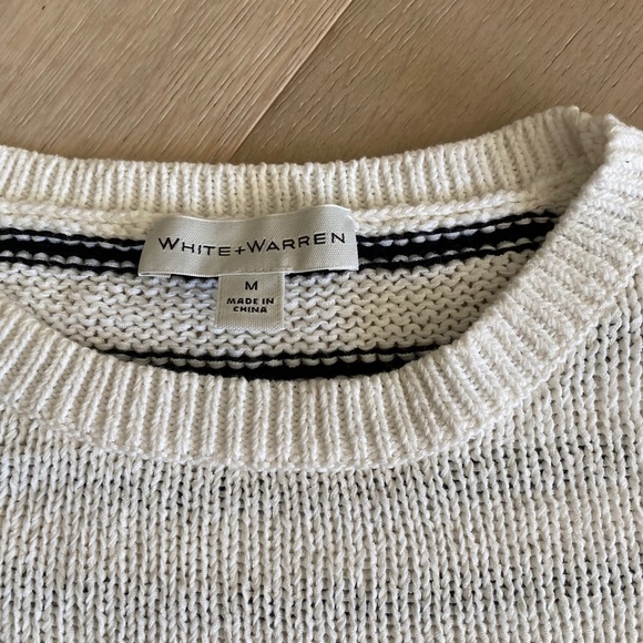 White + Warren Stripe Sweater Medium -ff10 - Picture 2 of 5